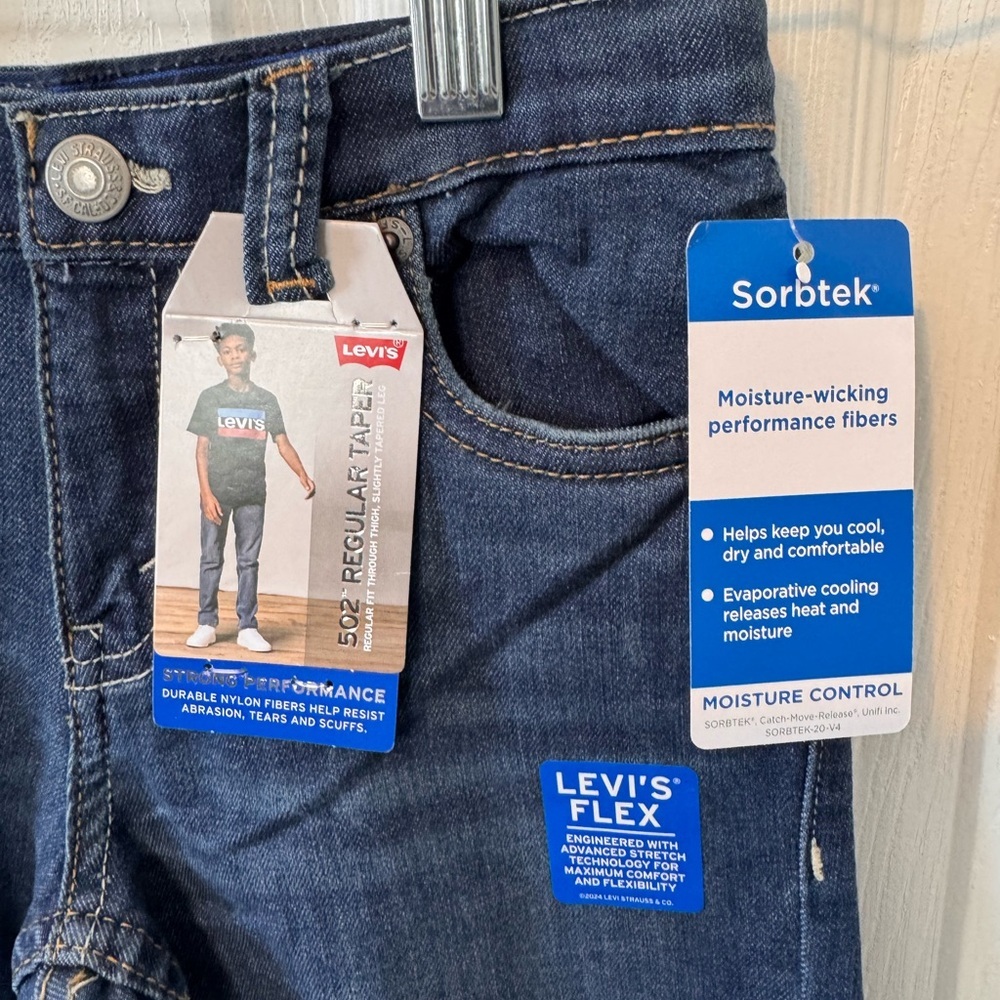 Levi's Kids 502 Flex Strong Performance Blue Jeans NWTS Size 7Regular - Picture 3 of 10